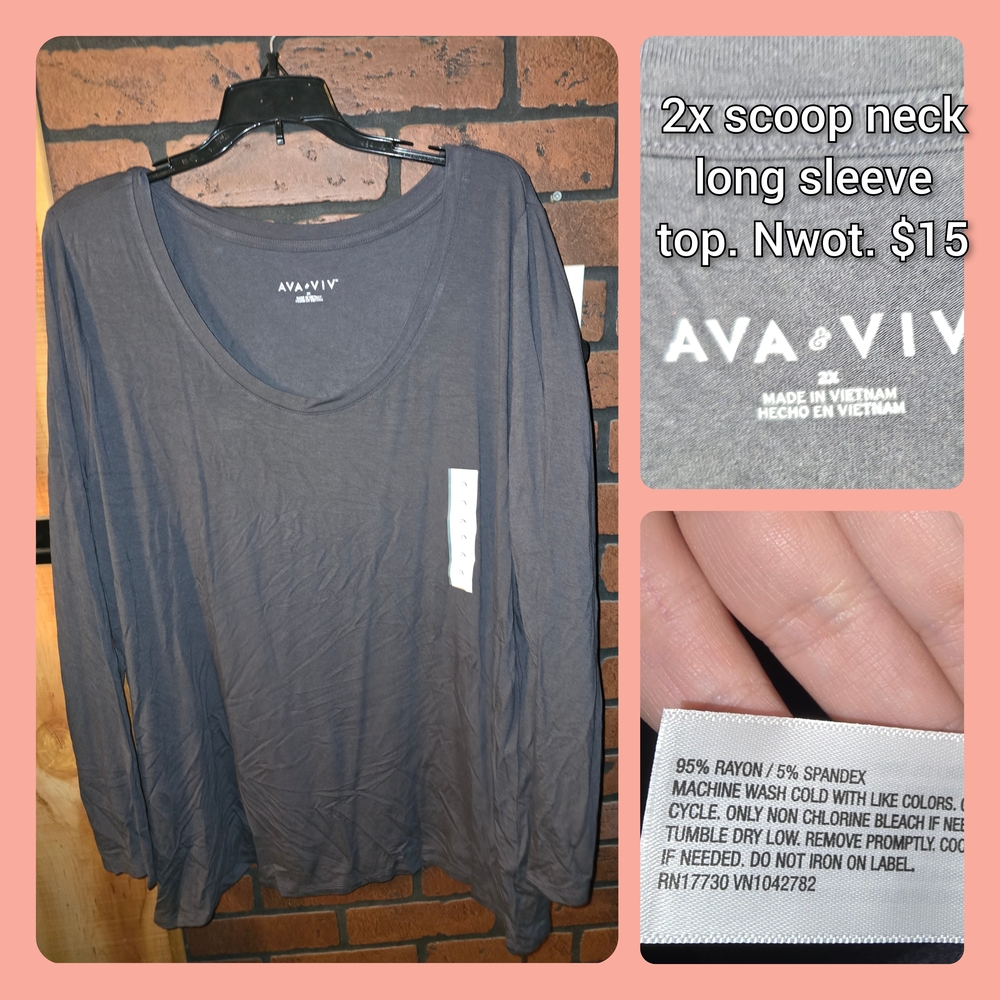 Ava & Viv Charcoal Long Sleeve Top